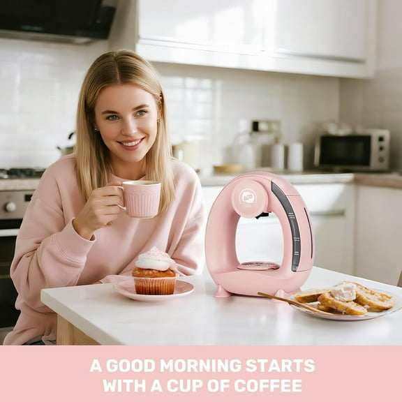 Single Serve Coffee Maker,Fast Brew in 2 minutes,StylishCompact Design, Q 2 IN 1 Coffee Machines for K*cup Capsules & Ground Coffee, Pink Coffee maker