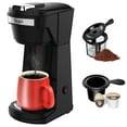 thumbnail image 1 of Single Serve Coffee Maker for K Cup Pod & Ground Coffee 2 in 1, K Cup Coffee Machine 14 oz Brew Size, Mini Single Cup Coffee Pod Fast Brew, Reusable Filter, Black, 1 of 7