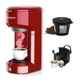 thumbnail image 1 of Single Serve Coffee Maker for K-Cup Single Cup Capsule and Ground Coffee,Coffee Brewer Single Cup Coffee Makers with 6 to 14oz Reservoir, Mini Size, Red, 1 of 7