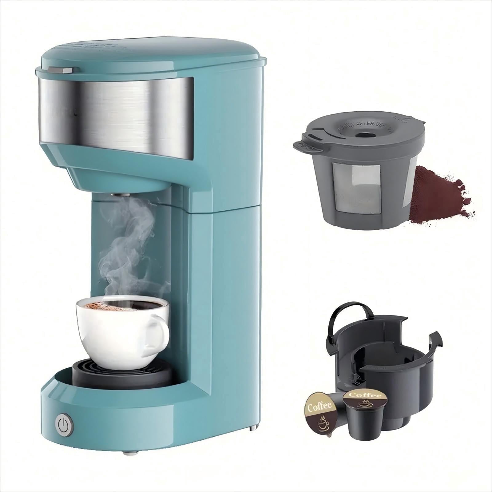 Single Serve Coffee Maker for K Pod, 2-in-1 Coffee Maker Single Serve & Ground Coffee Brewer, Quick Brew 6 to 14oz Brew size Carefree Auto Shut-off Small Coffee Machine for Apartment