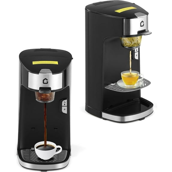 Single Serve Coffee Maker - One Button Capsule and Ground Coffee Machine with Adjustable Tray and Auto Shut Off for Home Office and RV
