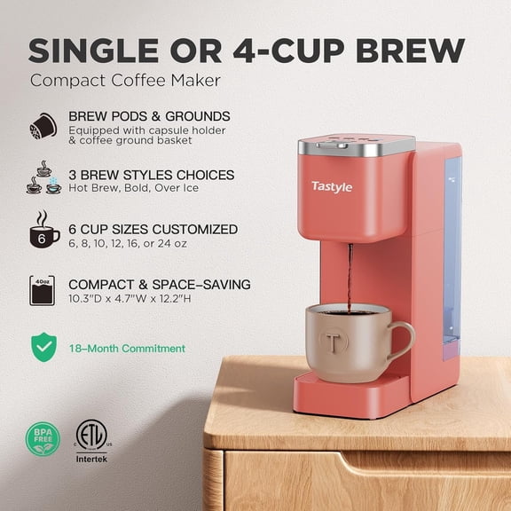 Single Serve Coffee Maker - Salmon