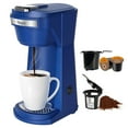 thumbnail image 1 of 2 in 1 Single Serve Coffee Maker for K Cup Pods & Ground Coffee, Mini K Cup Coffee Machine with 6 to 14 oz Brew Sizes, Single Cup Coffee Brewer with One-Press Fast Brewing, Reusable Filters,Blue, 1 of 9