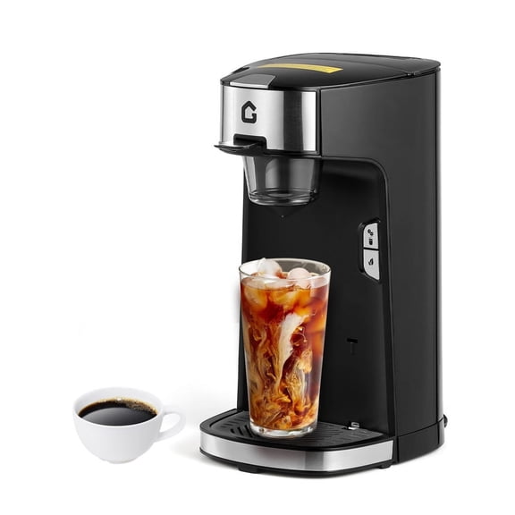 Single Serve Coffee Maker for K-Cup and Grounds, One-Touch Small Coffee Machine, Fast Brew 8-12 oz, Compact for Office Kitchen