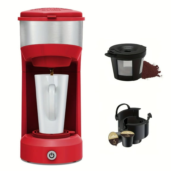 Single-Serve Coffee Maker for K-Cups & Ground Coffee – Compact Machine with Water Tank, Perfect for Home & Office – Brews K-Cup Pods & More