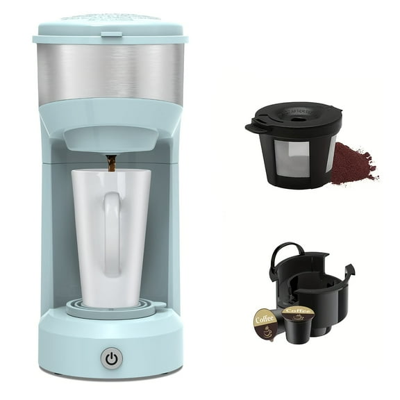 Single-Serve Coffee Maker for K-Cups & Ground Coffee – Compact Machine with Water Tank, Perfect for Home & Office – Brews K-Cup Pods & More