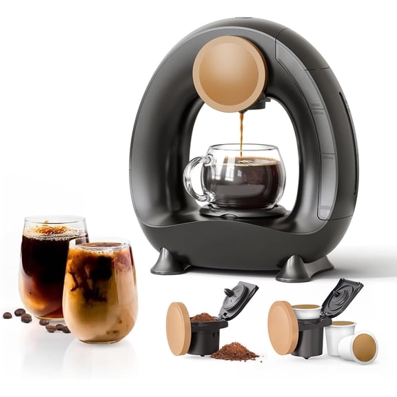 Single Serve Coffee Maker for K-Pods and Ground Coffee Black