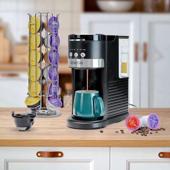 Single Serve Coffee Maker for Pods & Ground, 6-14oz Brew Sizes, Strong Brew Option, Fast Brewing, Compact Design with Removable 40oz Reservoir