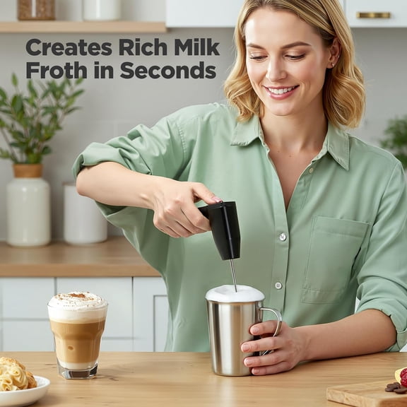 Single Serve Coffee Maker with Built-in Detachable Milk Frother, Black