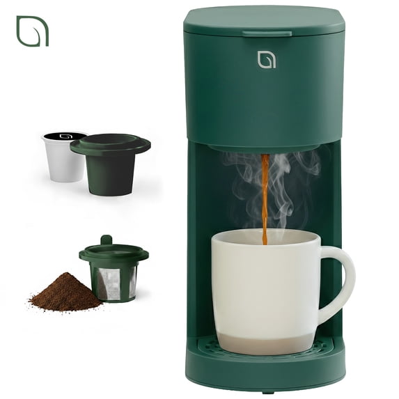 Willow Kitchen Single Serve Coffee Maker Machine for Pods & Grounds with K Cup, Self Cleaning & Small Portable Coffee Maker, Green