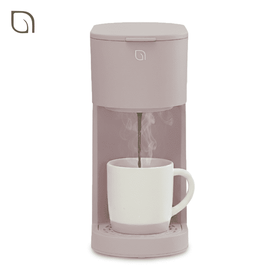 Willow Kitchen Single Serve Coffee Maker Machine for Pods & Grounds with K Cup, Self Cleaning & Small Portable Coffee Maker, Shell Pink