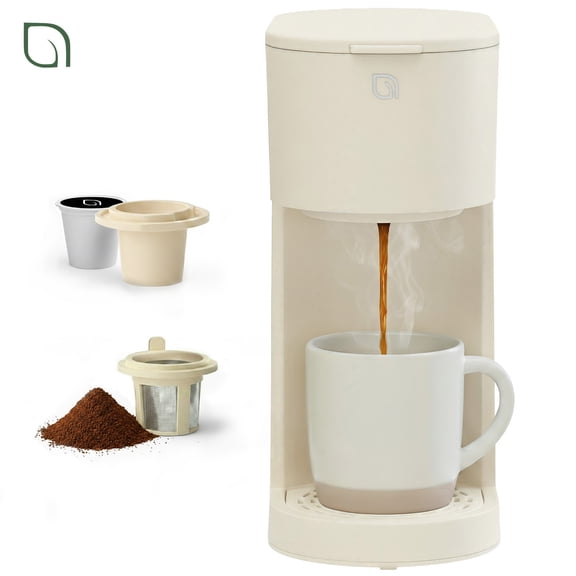 Willow Kitchen Single Serve Coffee Maker Machine for Pods & Grounds with K Cup, Self Cleaning & Small Portable Coffee Maker, White