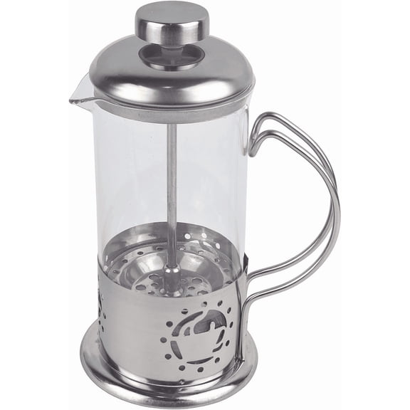 Single Serve French Press Coffee Maker 12 Oz Mini Stainless Steel & Glass Brew