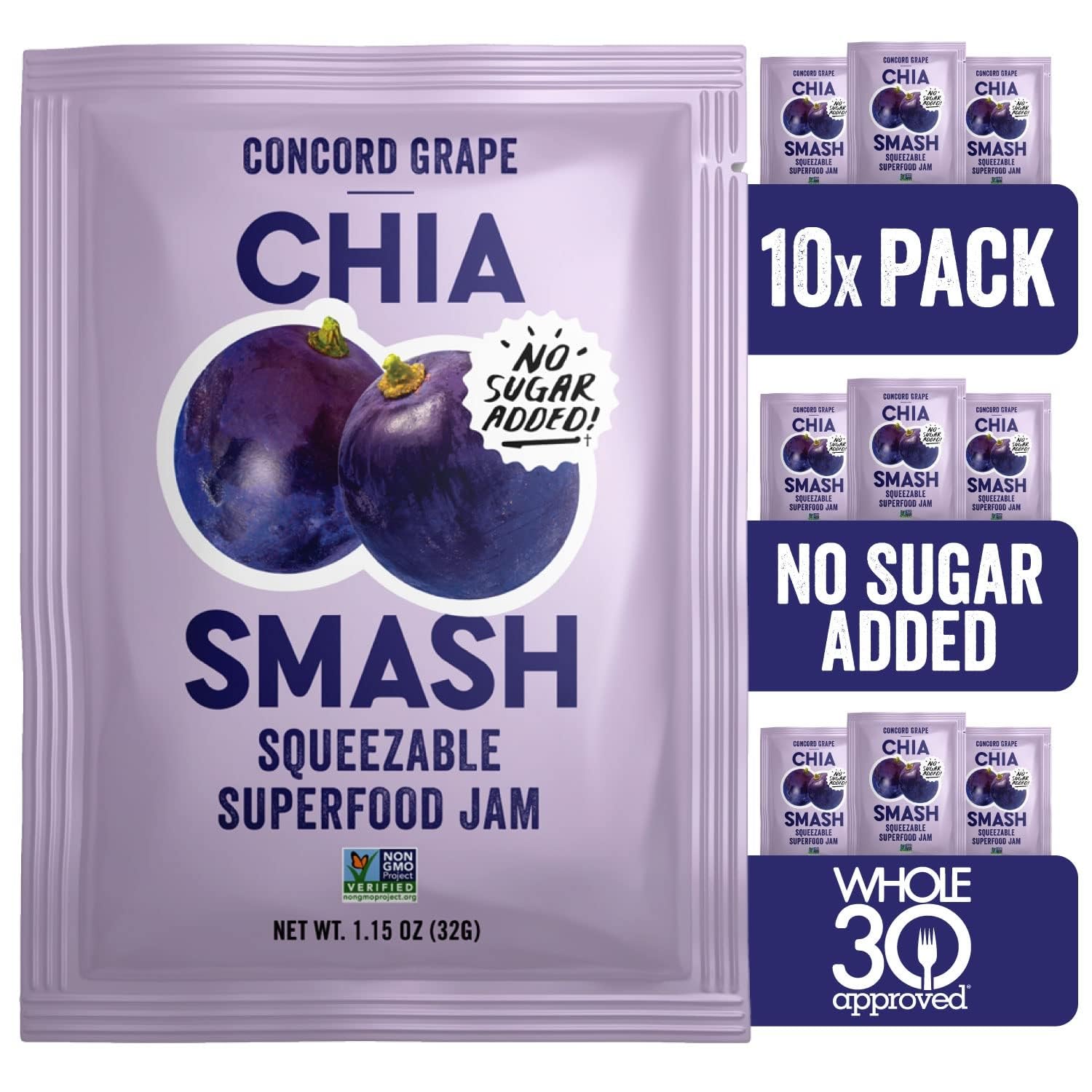 Grape Jam Squeeze Packets Natural, Keto No Sugar Added Vegan