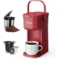 thumbnail image 1 of Single Serve One Cup Coffee Maker, for K Cups and Grounds, Mini Coffee Maker with Portable Handle, 6 to 12 Oz Brew Size, for Travel, Camping, Office, RV and Dorm, 120V, Black and Gold, 1 of 9