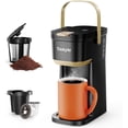 thumbnail image 1 of Single Serve Coffee Maker - 1 Cup, Fits K Cups & Grounds, 6-12 Oz Brew Size, Mini with Portable Handle, 120V - For Travel, Camping, Office, RV & Dorm, 1 of 7