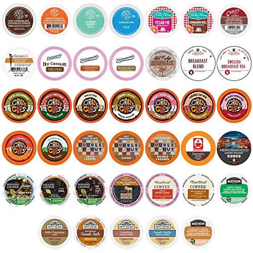 Single Serve Variety Pack, Flavored Coffee Pods, Hot Chocolate, Tea