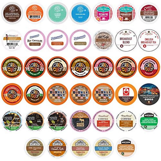 Single Serve Variety Pack, Flavored Coffee Pods, Hot Chocolate, Tea