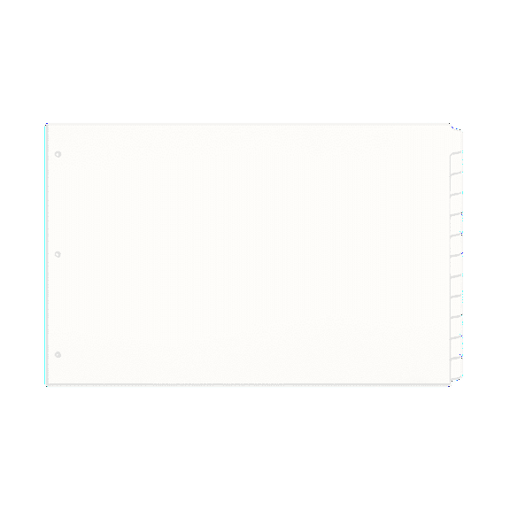 Single Set 11x17 White 12 Tab Index Dividers Standard Length With Holes
