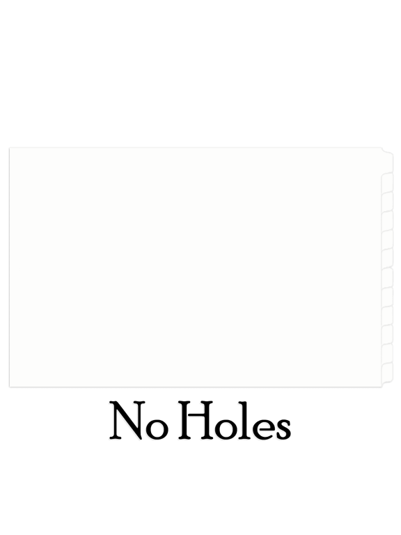 Single Set 11x17 White 12 Tab Index Dividers Standard Length with No Holes, Ruby Paulina