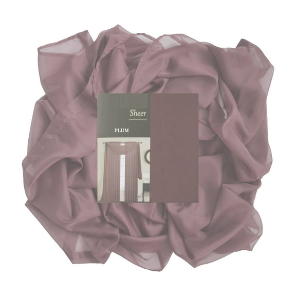 Single Sheer Voile Window Curtain Panel: 55"W x 90"L, Fully Hemmed, Rod Pocket (PLUM)PLUM