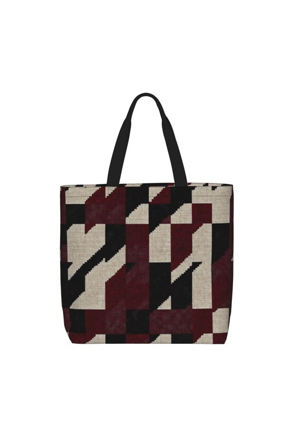 Single Shoulder Bag Convenience Bag 19.615.75.9in Light And Weight-Free Main Pocket Large Portable And Single Shoulder Back Crimson Modern Houndstooth Texture_2