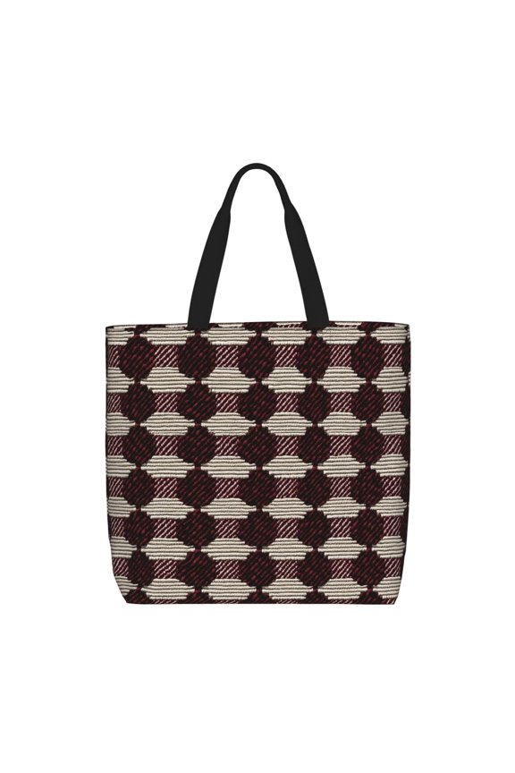 Single Shoulder Bag Convenience Bag 19.615.75.9in Light And Weight-Free Main Pocket Large Portable And Single Shoulder Back Crimson Modern Houndstooth Texture_3