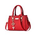 thumbnail image 1 of Single Shoulder Bag, Large Capacity PU Leather Pearl Decor Travel Storage Commuter Handbag Tote Purse Fashionable Accessory Versatile Satchel Everyday Carryall. Red, 1 of 6