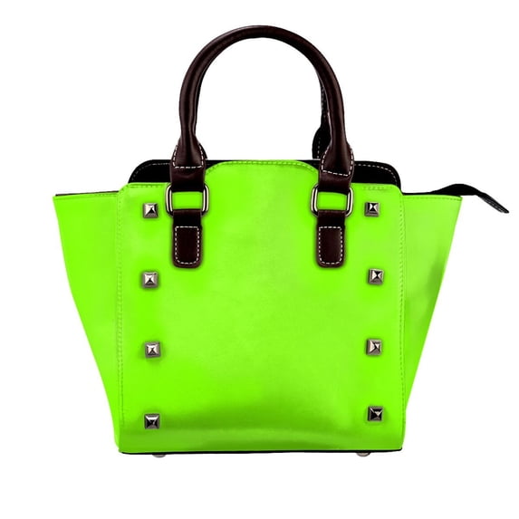 Single Shoulder Bag Rivet Bag 7.48×7.48×3.94in Removable Shoulder Belt Can Be Held Or Diagonal Across A Variety Of Matching Styles Fluorescent Green