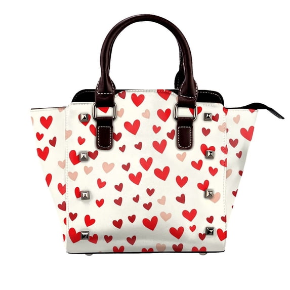 Single Shoulder Bag Rivet Bag 7.48×7.48×3.94in Removable Shoulder Belt Can Be Held Or Diagonal Across A Variety Of Matching Styles Red Heart Symbol