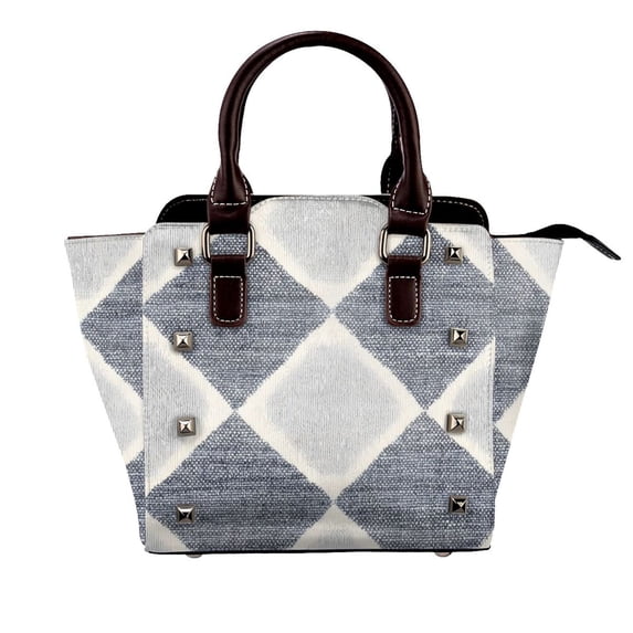 Single Shoulder Bag Rivet Bag 7.48×7.48×3.94in Removable Shoulder Belt Can Be Held Or Diagonal Across A Variety Of Matching Styles Argyle Plaid Lightslategray_1