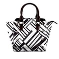 thumbnail image 1 of Single Shoulder Bag Rivet Bag 7.48×7.48×3.94in Removable Shoulder Belt Can Be Held Or Diagonal Across A Variety Of Matching Styles Black Geometric Lines_3, 1 of 6