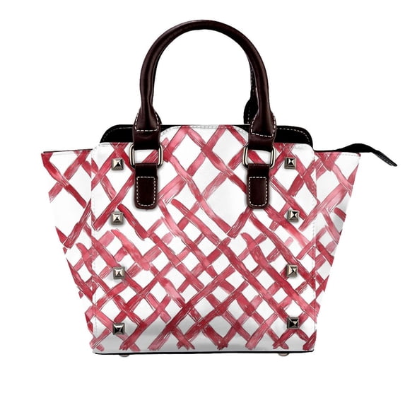 Single Shoulder Bag Rivet Bag 7.48×7.48×3.94in Removable Shoulder Belt Can Be Held Or Diagonal Across A Variety Of Matching Styles Crimson Moroccan Trellis Hand-Drawn Sketch_2