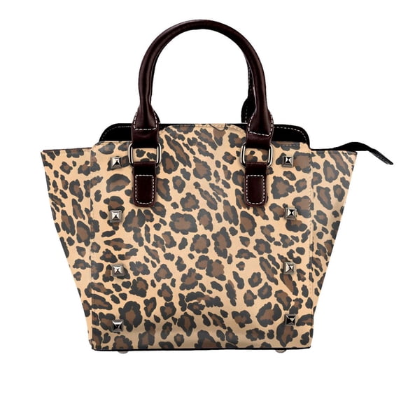 Single Shoulder Bag Rivet Bag 7.48×7.48×3.94in Removable Shoulder Belt Can Be Held Or Diagonal Across A Variety Of Matching Styles Leopard Skin Print Style Darkgreen_4