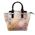 thumbnail image 1 of Single Shoulder Bag Rivet Bag 7.48×7.48×3.94in Removable Shoulder Belt Can Be Held Or Diagonal Across A Variety Of Matching Styles Lightpink White Gold Marble, 1 of 6