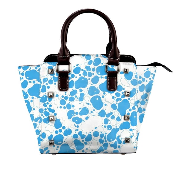 Single Shoulder Bag Rivet Bag 7.48×7.48×3.94in Removable Shoulder Belt Can Be Held Or Diagonal Across A Variety Of Matching Styles Milk Cow Skin Print Style Powderblue_3