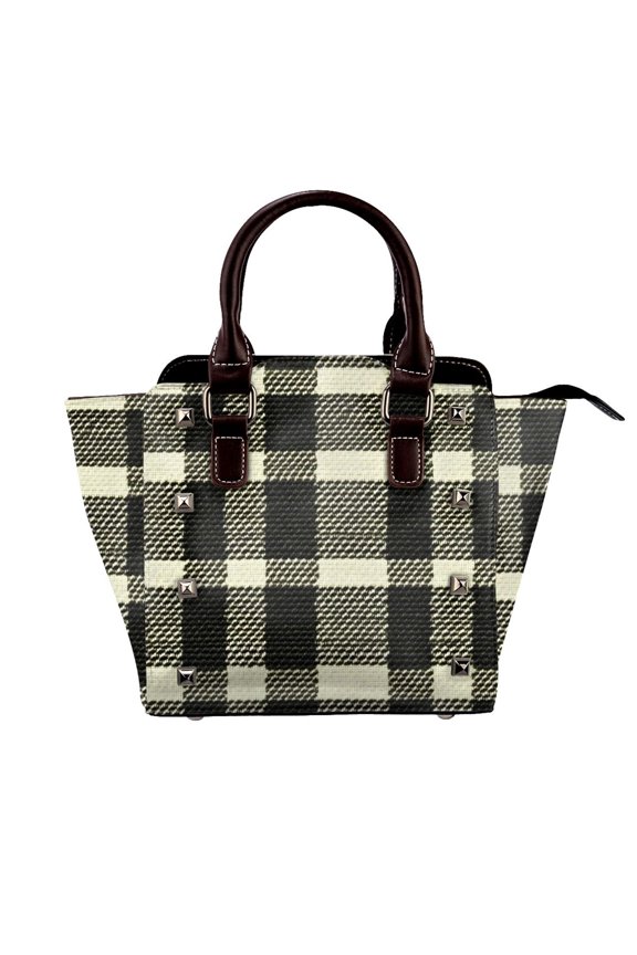 Single Shoulder Bag Rivet Bag 7.487.483.94in Removable Shoulder Belt Can Be Held Or Diagonal Across A Variety Of Matching Styles Olive Houndstooth Buffalo Plaid Tartan Check Scotland_3