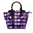 thumbnail image 1 of Single Shoulder Bag Rivet Bag 7.48×7.48×3.94in Removable Shoulder Belt Can Be Held Or Diagonal Across A Variety Of Matching Styles Violet Retro Houndstooth_1, 1 of 6