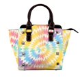 thumbnail image 1 of Single Shoulder Bag Rivet Bag 7.48×7.48×3.94in Removable Shoulder Belt Can Be Held Or Diagonal Across A Variety Of Matching Styles Yellow Tie-Dye Background Rainbow Colors_2, 1 of 6