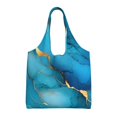 thumbnail image 1 of Single Shoulder Commuter Canvas Bag Large Capacity Can Be Carried Or Shoulder Storage For Daily Shopping Trips Blue Gold Marble, 1 of 7