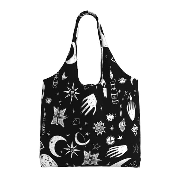 Single Shoulder Commuter Canvas Bag Large Capacity Can Be Carried Or Shoulder Storage For Daily Shopping Trips Retro Skull Head