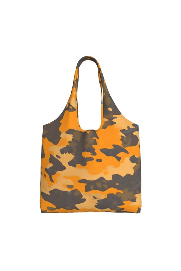Single Shoulder Commuter Canvas Bag Large Capacity Can Be Carried Or Shoulder Storage For Daily Shopping Trips Texture Camo Army Orange_2