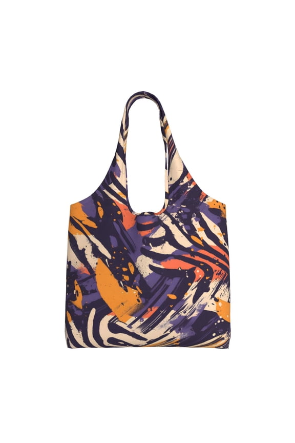 Single Shoulder Commuter Canvas Bag Large Capacity Can Be Carried Or Shoulder Storage For Daily Shopping Trips Tiger Print Style Mediumpurple_2