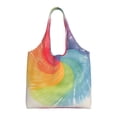 thumbnail image 1 of Single Shoulder Commuter Canvas Bag Large Capacity Can Be Carried Or Shoulder Storage For Daily Shopping Trips Gray Tie-Dye Background Rainbow Colors_3, 1 of 7