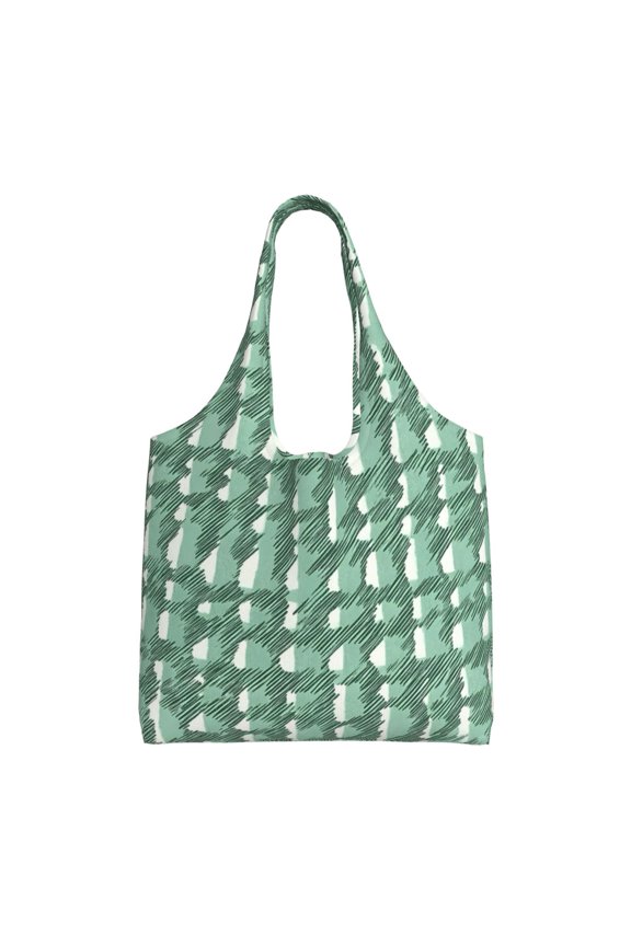 Single Shoulder Commuter Canvas Bag Large Capacity Can Be Carried Or Shoulder Storage For Daily Shopping Trips Green Houndstooth Vintage Texture Hand-Drawn Sketch_1