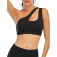 thumbnail image 1 of Single Shoulder Sport Bras for Women Asymmetrical Shoulder Wirefree Padded Sports Bras Medium Support Yoga Bra Removable Cups, 1 of 6
