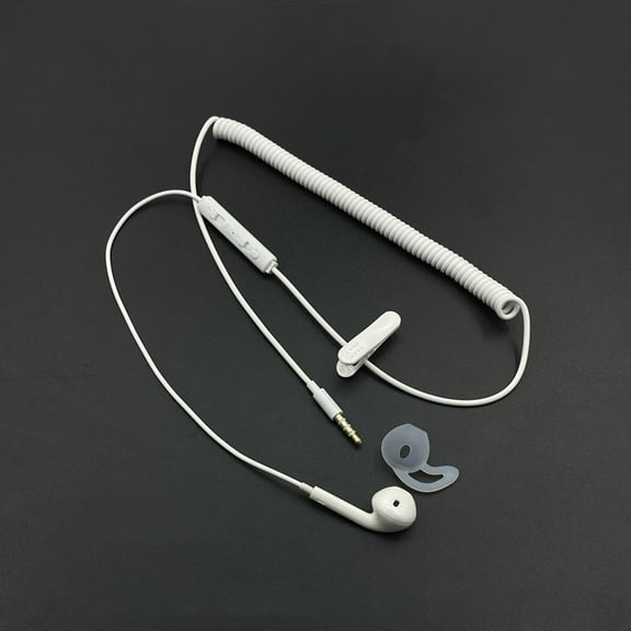 Single Side Earphone in-Ear Stereo to Mono Earbud Heavy Bass Headphones,3.5mm Plug Metal Noise Isolating Earplugs Wired Headset ,Spring Coil Reinforced Cord for Mobile Phone MP3