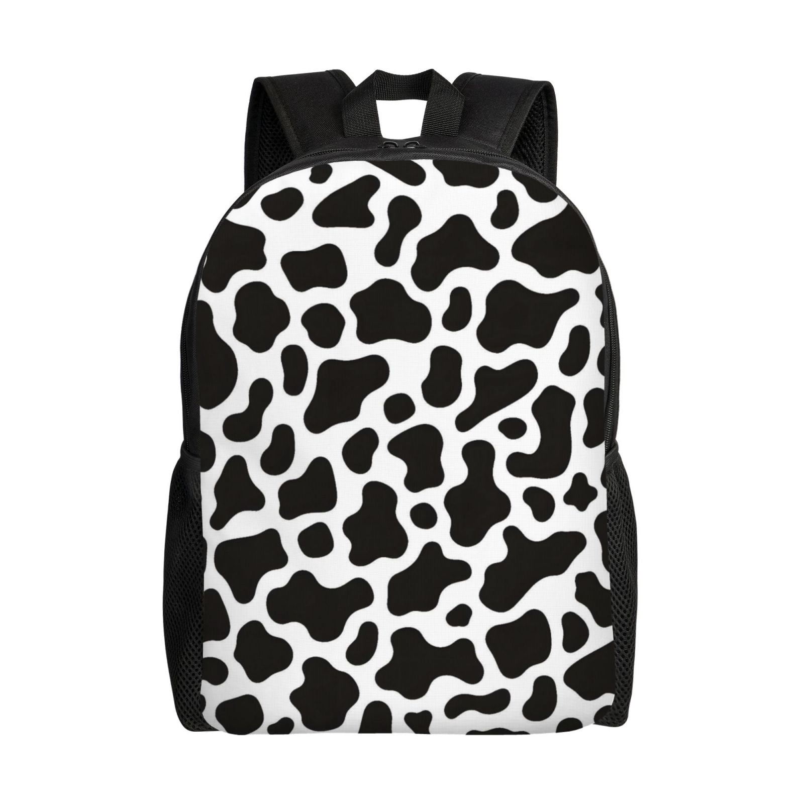Single Side Full Backpack 16.1×11.8×4.5in Large Capacity Breathable Shoulder Belt Leisure Simple And Strong Bearing Capacity Black White Cow Print