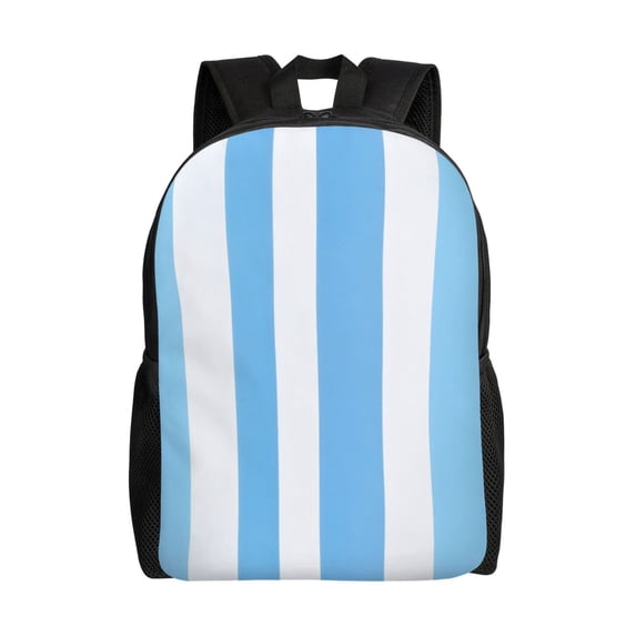 Single Side Full Backpack 16.1×11.8×4.5in Large Capacity Breathable Shoulder Belt Leisure Simple And Strong Bearing Capacity Skyblue Stripe_2