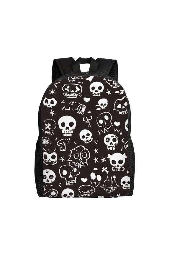 Single Side Full Backpack 16.111.84.5in Large Capacity Breathable Shoulder Belt Leisure Simple And Strong Bearing Capacity Weird Skull Head